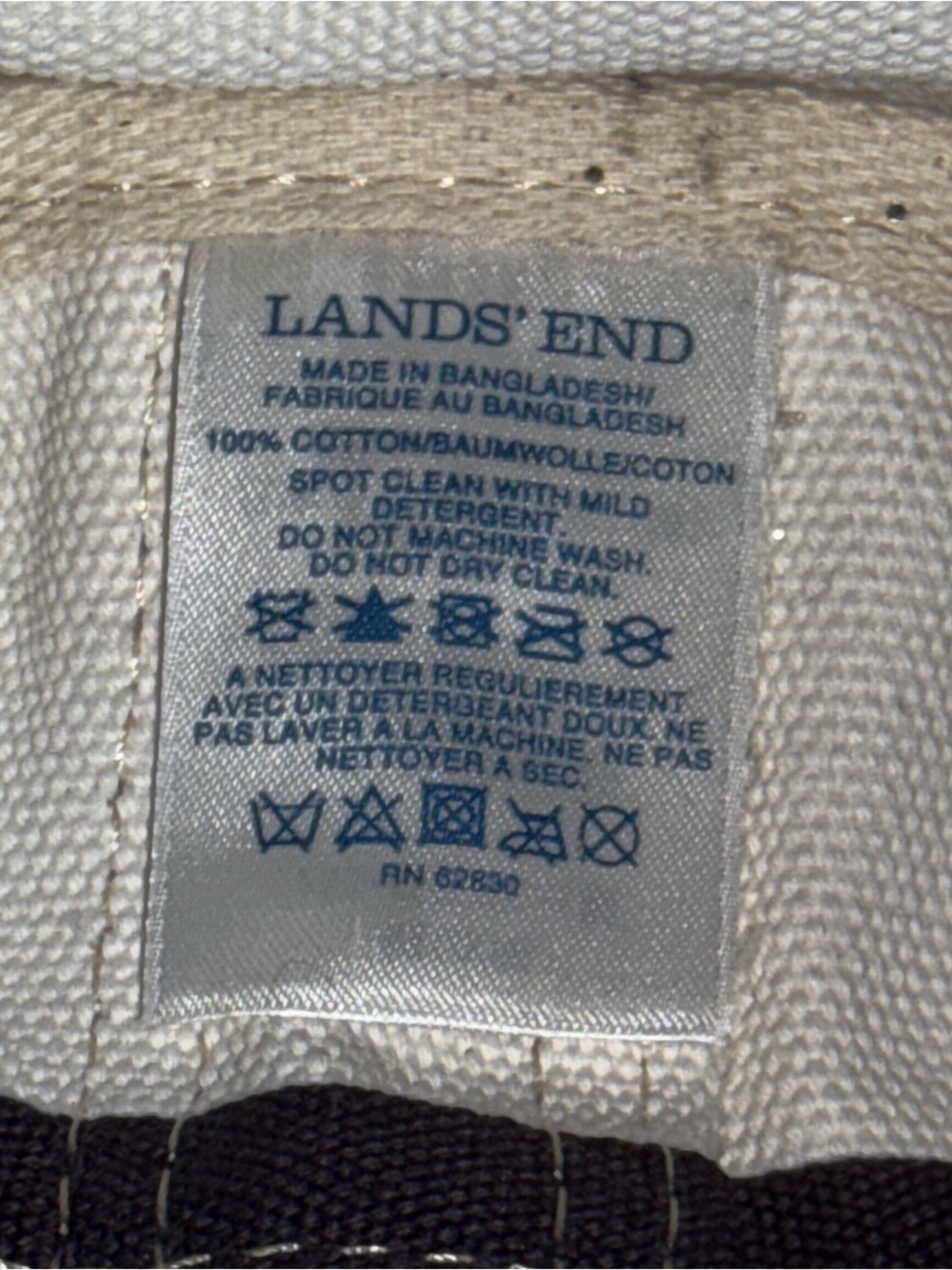 Lands’ End Medium Plaid Canvas Tote Bag Red Black White Preppy Holiday Carryall - Picture 5 of 10